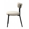 Modern&aacute; bukl&eacute; jed&aacute;lensk&aacute; stolička Edna s bielymi čal&uacute;nen&yacute;m sedadlom a opierkou s čiernou kovovou kon&scaron;trukciou 47 cm