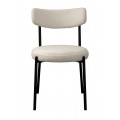 Modern&aacute; bukl&eacute; jed&aacute;lensk&aacute; stolička Edna s bielymi čal&uacute;nen&yacute;m sedadlom a opierkou s čiernou kovovou kon&scaron;trukciou 47 cm