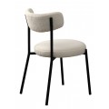 Modern&aacute; bukl&eacute; jed&aacute;lensk&aacute; stolička Edna s bielymi čal&uacute;nen&yacute;m sedadlom a opierkou s čiernou kovovou kon&scaron;trukciou 47 cm