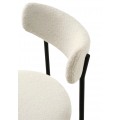 Modern&aacute; bukl&eacute; jed&aacute;lensk&aacute; stolička Edna s bielymi čal&uacute;nen&yacute;m sedadlom a opierkou s čiernou kovovou kon&scaron;trukciou 47 cm