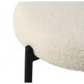 Modern&aacute; bukl&eacute; jed&aacute;lensk&aacute; stolička Edna s bielymi čal&uacute;nen&yacute;m sedadlom a opierkou s čiernou kovovou kon&scaron;trukciou 47 cm