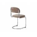Modern&aacute; retro jed&aacute;lensk&aacute; stolička Kromo s lesklou konzolovou chr&oacute;movou kon&scaron;trukciou a hnedosiv&yacute;m taupe poťahom 48 cm