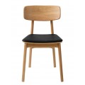 Modern&aacute; dizajnov&aacute; jed&aacute;lensk&aacute; stolička Vimo so svetl&yacute;m hned&yacute;m dubov&yacute;m r&aacute;mom a čiernym kožen&yacute;m sedadlom 46 cm