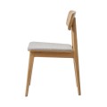 &Scaron;kandin&aacute;vska jed&aacute;lensk&aacute; stolička Vimo s dubovou kon&scaron;trukciou vo svetlej hnedej farbe s čal&uacute;nen&yacute;m kr&eacute;mov&yacute;m sedadlom 46 cm