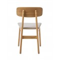 &Scaron;kandin&aacute;vska jed&aacute;lensk&aacute; stolička Vimo s dubovou kon&scaron;trukciou vo svetlej hnedej farbe s čal&uacute;nen&yacute;m kr&eacute;mov&yacute;m sedadlom 46 cm