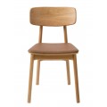 &Scaron;kandin&aacute;vska hned&aacute; jed&aacute;lensk&aacute; stolička Vimo so svetl&yacute;m mas&iacute;vnym dubov&yacute;m r&aacute;mom a kožen&yacute;m čal&uacute;nen&yacute;m sedadlom 46 cm