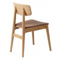 &Scaron;kandin&aacute;vska hned&aacute; jed&aacute;lensk&aacute; stolička Vimo so svetl&yacute;m mas&iacute;vnym dubov&yacute;m r&aacute;mom a kožen&yacute;m čal&uacute;nen&yacute;m sedadlom 46 cm