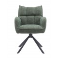 Modern&aacute; otočn&aacute; čal&uacute;nen&aacute; jed&aacute;lensk&aacute; stolička Laerke s opierkami na ruky a &scaron;alviov&yacute;m zelen&yacute;m ženilkov&yacute;m poťahom 59 cm