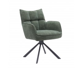 Modern&aacute; otočn&aacute; čal&uacute;nen&aacute; jed&aacute;lensk&aacute; stolička Laerke s opierkami na ruky a &scaron;alviov&yacute;m zelen&yacute;m ženilkov&yacute;m poťahom 59 cm