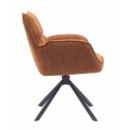 &Scaron;kandin&aacute;vska otočn&aacute; jed&aacute;lensk&aacute; stolička Laerke s hrdzavo oranžov&yacute;m ženilkov&yacute;m poťahom a čiernou kovovou podstavou 59 cm