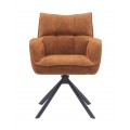 &Scaron;kandin&aacute;vska otočn&aacute; jed&aacute;lensk&aacute; stolička Laerke s hrdzavo oranžov&yacute;m ženilkov&yacute;m poťahom a čiernou kovovou postavou 59 cm