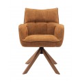 &Scaron;kandin&aacute;vska otočn&aacute; jed&aacute;lensk&aacute; stolička Laerke s hrdzavo oranžov&yacute;m ženilkov&yacute;m poťahom a hnedou dubovou podstavou 59 cm