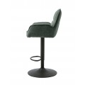 Modern&aacute; v&yacute;&scaron;kovo nastaviteľn&aacute; barov&aacute; stolička Laerke so &scaron;alviov&yacute;m zelen&yacute;m ženilkov&yacute;m poťahom a čiernou nohou 99-114 cm