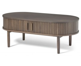 Retro ov&aacute;lny konferenčn&yacute; stol&iacute;k Alborg s &uacute;ložn&yacute;m priestorom s dvoma posuvn&yacute;mi dvierkami v tmavom hnedom dubovom preveden&iacute; 120 cm