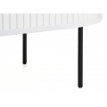 Modern&yacute; ov&aacute;lny konferenčn&yacute; stol&iacute;k Bornholm s &uacute;ložn&yacute;m priestorom s posuvn&yacute;mi dvierkami v bielej farbe s čiernymi detailmi 120 cm