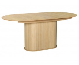 &Scaron;kandin&aacute;vsky rozkladac&iacute; ov&aacute;lny jed&aacute;lensk&yacute; st&ocirc;l Bornholm s lamelovou nohou vo svetlom hnedom dubovom preveden&iacute; 180-230 cm