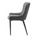 Modern&aacute; bukl&eacute; jed&aacute;lensk&aacute; stolička Shariq s tmav&yacute;m siv&yacute;m poťahom a čiernymi kovov&yacute;mi nohami 82 cm