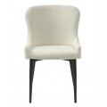 Modern&aacute; čal&uacute;nen&aacute; jed&aacute;lensk&aacute; stolička Shariq s poťahom z bukl&eacute; l&aacute;tky v bielom kr&eacute;movom preveden&iacute; s čiernymi nohami 82 cm