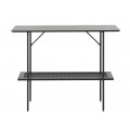 Industri&aacute;lny modern&yacute; čierny konzolov&yacute; stol&iacute;k Malmo s obdĺžnikovou doskou a policou s ratanov&yacute;m viedensk&yacute;m v&yacute;pletom 100 cm