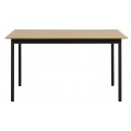 Modern&yacute; obdĺžnikov&yacute; jed&aacute;lensk&yacute; st&ocirc;l Malmo s doskou vo  svetlom hnedom dubovom dekore s čiernymi kovov&yacute;mi nohami 140 cm