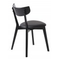 Modern&aacute; mas&iacute;vna čierna jed&aacute;lensk&aacute; stolička Vitro s dubovou kon&scaron;trukciou a čal&uacute;nen&yacute;m sedadlom s kožen&yacute;m poťahom 82 cm