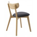 &Scaron;kandin&aacute;vska mas&iacute;vna jed&aacute;lensk&aacute; stolička Vitro so svetl&yacute;m hned&yacute;m dubov&yacute;m r&aacute;mom a čiernym kožen&yacute;m sedadlom 82 cm