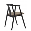 Luxusn&aacute; modern&aacute; jed&aacute;lensk&aacute; stolička Cordel s čiernym mas&iacute;vnym dubov&yacute;m r&aacute;mom a čal&uacute;nen&yacute;m sedadlom s hnedosivej farbe 77 cm