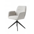 Industriálne dizajnové svetlé sivé otočné jedálenské kreslo Jens s poťahom z mikrovlákna so ženilkovou povrchovou úpravou s jemným leskom a podstavou so štyrmi nohami z kovu v čiernej farbe