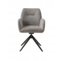 Industri&aacute;lna otočn&aacute; jed&aacute;lensk&aacute; stolička Jens so siv&yacute;m mel&iacute;rovan&yacute;m poťahom a čiernou kovovou podstavou 88 cm