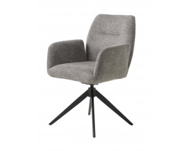 Industri&aacute;lna otočn&aacute; jed&aacute;lensk&aacute; stolička Jens so siv&yacute;m mel&iacute;rovan&yacute;m poťahom a čiernou kovovou podstavou 88 cm