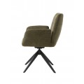 Modern&aacute; olivov&aacute; zelen&aacute; jed&aacute;lensk&aacute; stolička Jens s otočn&yacute;m sedadlom s mel&iacute;rovan&yacute;m čal&uacute;nen&iacute;m a čiernou kovovou podstavou 88 cm