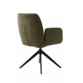 Modern&aacute; olivov&aacute; zelen&aacute; jed&aacute;lensk&aacute; stolička Jens s otočn&yacute;m sedadlom s mel&iacute;rovan&yacute;m čal&uacute;nen&iacute;m a čiernou kovovou podstavou 88 cm