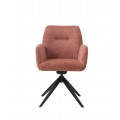 Modern&aacute; otočn&aacute; jed&aacute;lensk&aacute; stolička Jens s opierkami na ruky s mel&iacute;rovan&yacute;m ružov&yacute;m poťahom a čiernou podstavou 88 cm