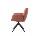 Modern&aacute; otočn&aacute; jed&aacute;lensk&aacute; stolička Jens s opierkami na ruky s mel&iacute;rovan&yacute;m ružov&yacute;m poťahom a čiernou podstavou 88 cm