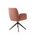 Modern&aacute; otočn&aacute; jed&aacute;lensk&aacute; stolička Jens s opierkami na ruky s mel&iacute;rovan&yacute;m ružov&yacute;m poťahom a čiernou podstavou 88 cm