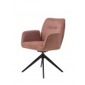 Dizajnová moderná ružová jedálenská stolička Jens s otočným sedadlom s hladko tkaným poťahom s melírovaným efektom a penovým čalúnením s podstavou z kovu v čiernej farbe so štyrmi šikmými nohami