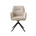 Modern&aacute; jed&aacute;lensk&aacute; stolička Jens s otočnou čiernou podstavou a čal&uacute;nen&yacute;m sedadlom v pieskovej b&eacute;žovej farbe 88 cm