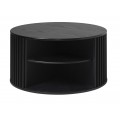 Luxusn&yacute; modern&yacute; čierny okr&uacute;hly konferenčn&yacute; stol&iacute;k Odense s lamelov&yacute;m dizajnom s &uacute;ložn&yacute;m priestorom a posuvn&yacute;mi dvierkami 85 cm 