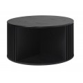 Luxusn&yacute; modern&yacute; čierny okr&uacute;hly konferenčn&yacute; stol&iacute;k Odense s lamelov&yacute;m dizajnom s &uacute;ložn&yacute;m priestorom a posuvn&yacute;mi dvierkami 85 cm 