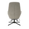 Modern&eacute; bukl&eacute; kreslo s podnožkou Hermes vo svetlom bielosivom mel&iacute;rovanom preveden&iacute; s čiernymi nohami 107 cm