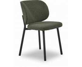 Modern&aacute; dizajnov&aacute; jed&aacute;lensk&aacute; stolička Foxy so zaoblenou zadnou časťou s čal&uacute;nenou opierkou a sedadlom s poťahom z bukl&eacute; v zelenej farbe so &scaron;alviov&yacute;m odtieňom a kon&scaron;trukciou z kovu v čiernej farbe
