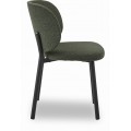 Modern&aacute; bukl&eacute; jed&aacute;lensk&aacute; stolička Foxy s ov&aacute;lnou opierkou s poťahom v &scaron;alviovej zelenej farbe a čiernymi kovov&yacute;mi nohami 82 cm