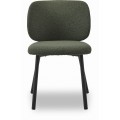 Modern&aacute; bukl&eacute; jed&aacute;lensk&aacute; stolička Foxy s ov&aacute;lnou opierkou s poťahom v &scaron;alviovej zelenej farbe a čiernymi kovov&yacute;mi nohami 82 cm