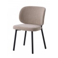 Moderná dizajnová jedálenská stolička Foxy s poťahom s jemným zamatovým ženilkovým finišom s melírovaným efektom v pieskovej béžovej farbe s kovovými nohami v čiernej farbe
