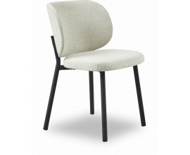 Modern&aacute; dizajnov&aacute; jed&aacute;lensk&aacute; stolička Foxy s čal&uacute;nen&iacute;m a poťahom z bukl&eacute; v bielosivom off white odtieni s nohami z kovu v čiernej farbe