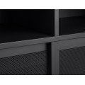 Industri&aacute;lny vysok&yacute; pr&iacute;born&iacute;k Vejle z kovu v čiernej farbe s policami a dvomi posuvn&yacute;mi perforovan&yacute;mi dvierkami 140 cm