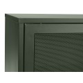 Modern&yacute; industri&aacute;lny pr&iacute;born&iacute;k Vejle s dvomi perforovan&yacute;mi dvierkami a policami z kovu v olivovej zelenej farbe 160 cm