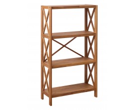 Vidiecky dubov&yacute; hned&yacute; reg&aacute;l Lixi z mas&iacute;vneho dreva s tromi policami a kon&scaron;trukciou s v&yacute;stuhami v tvare kr&iacute;ža 124 cm