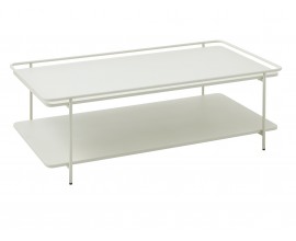 Modern&yacute; obdĺžnikov&yacute; konferenčn&yacute; stol&iacute;k Koge s policou z kovu vo svetlej teplej sivej farbe 110 cm