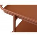 Modern&yacute; kovov&yacute; konferenčn&yacute; stol&iacute;k Koge s obdĺžnikovou doskou a policou v terakotovej hnedej farbe 110 cm